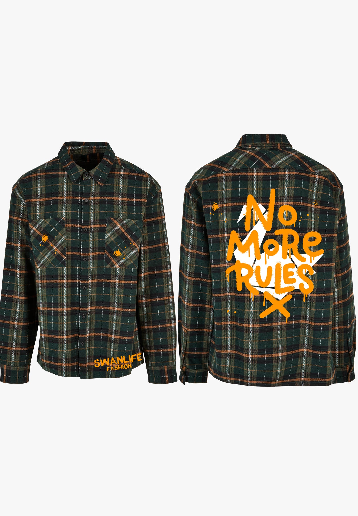 No More Rules Flannel Shirt - Green/Orange