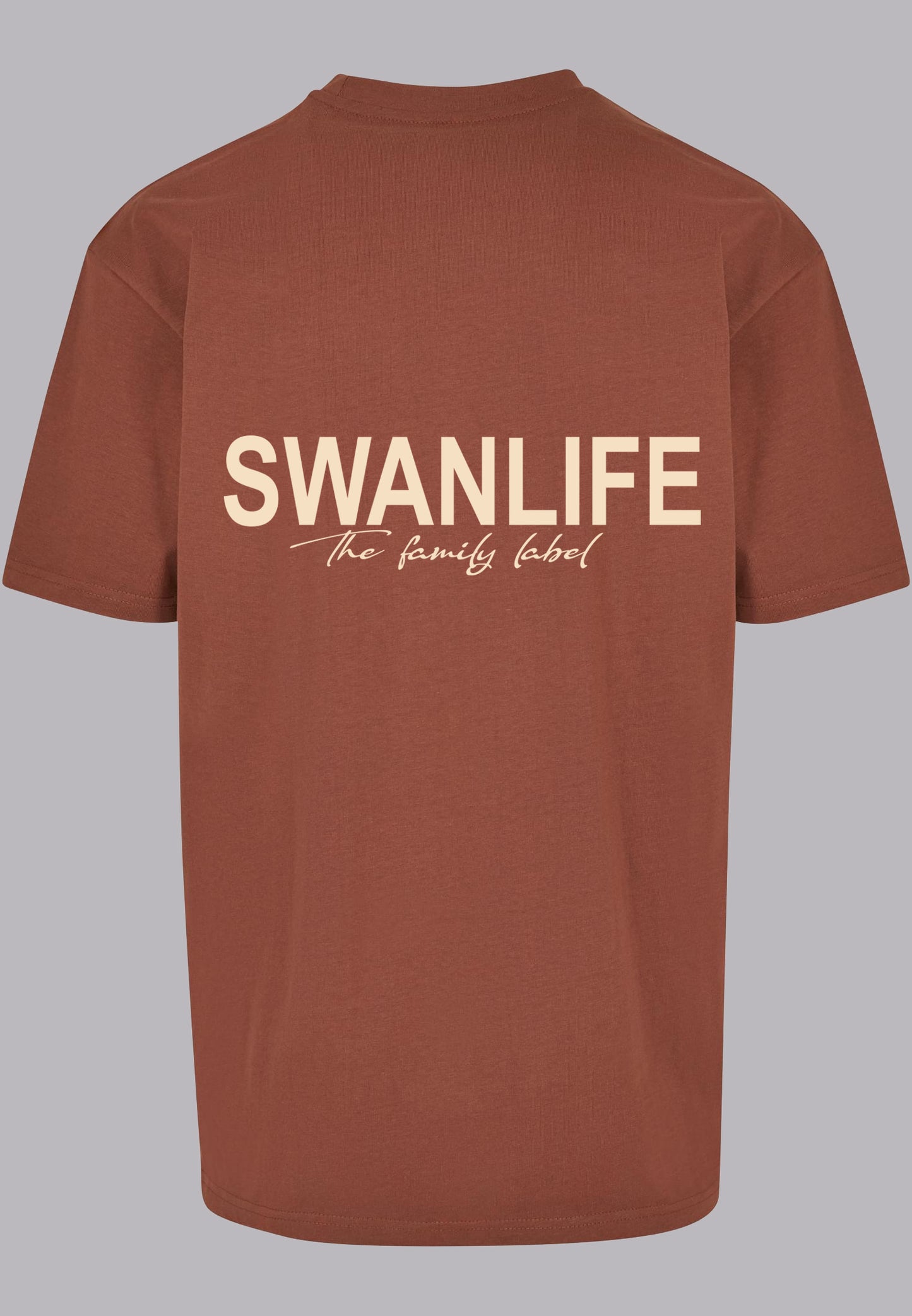 The Family Label Oversized Tee | Brown/Beige - Swanlife Fashion