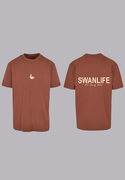 The Family Label Oversized Tee | Brown/Beige - Swanlife Fashion