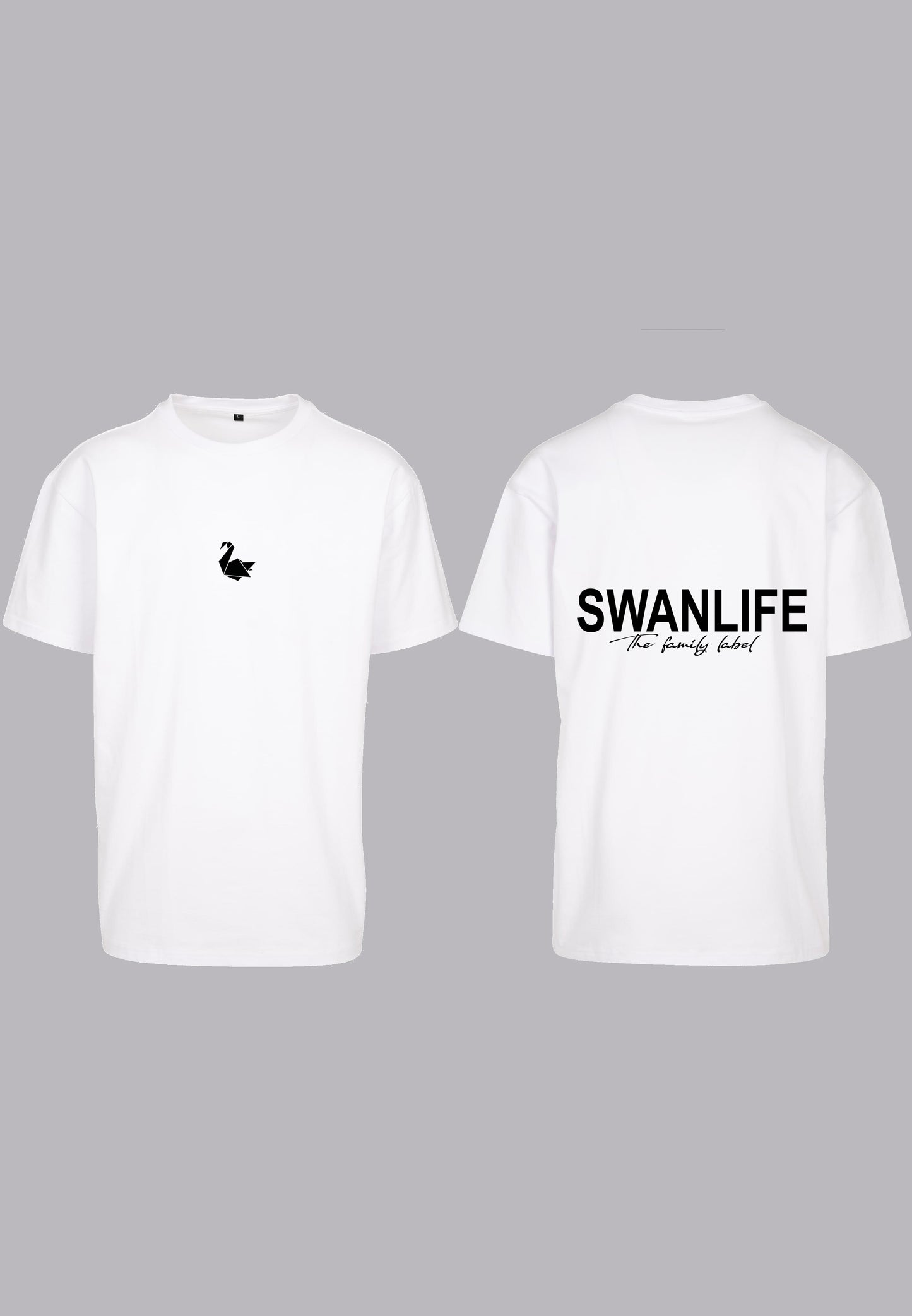 Swanlife Oversized Tee 'The Family Label' - White/Black - Swanlife Fashion