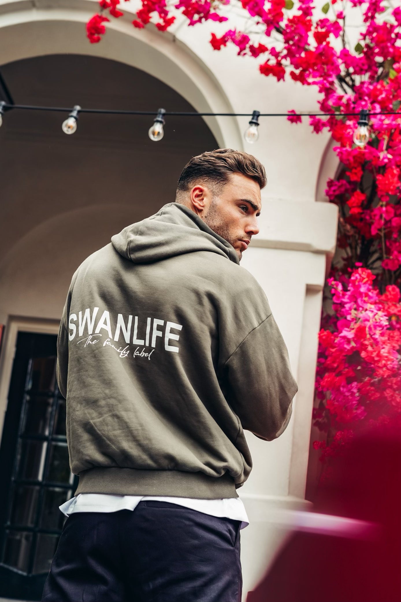 The Family Label Heavy Hoodie Unisex | Olive/White - Swanlife Fashion